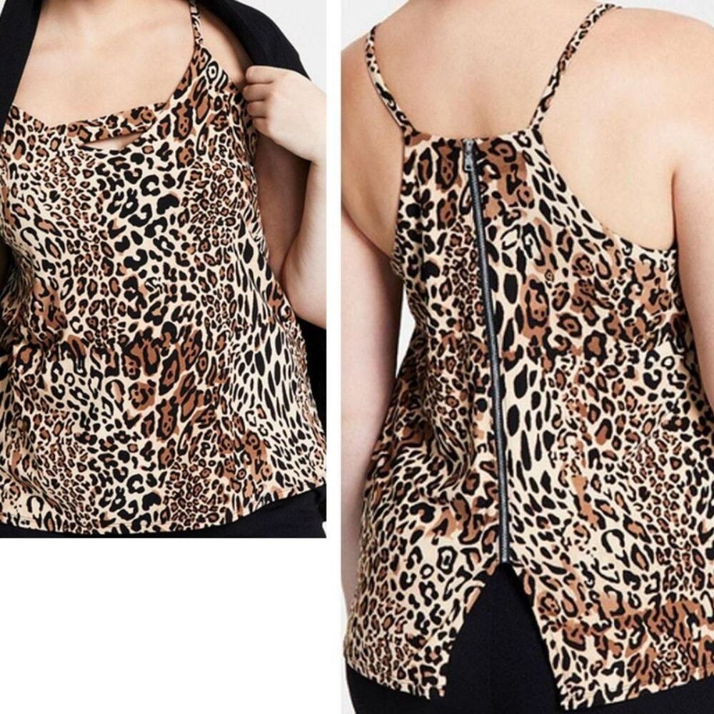 Bar III Animal Print Zip Back Tank Top NWT - Size M